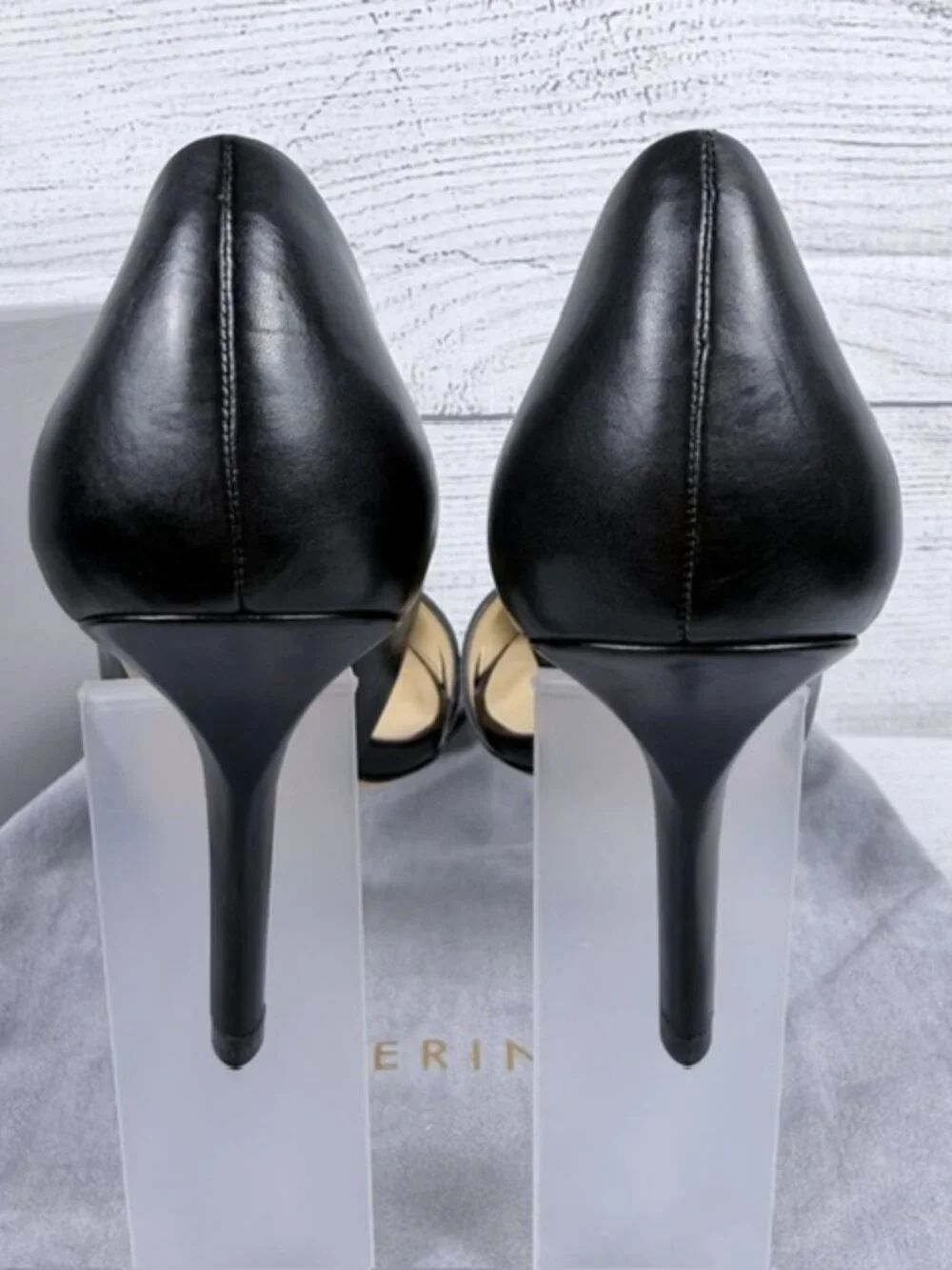 🖤 NIB AERIN Fatima Black Leather Pointed Toe D'Orsay Pumps Heels Size 8